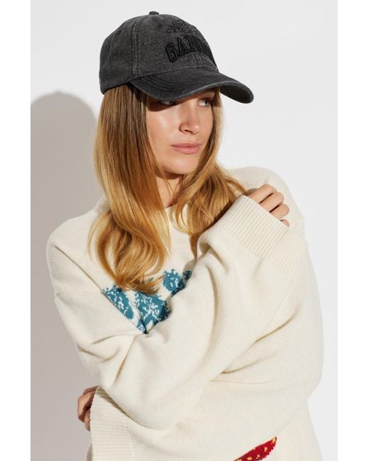 Ganni Black Baseball Cap