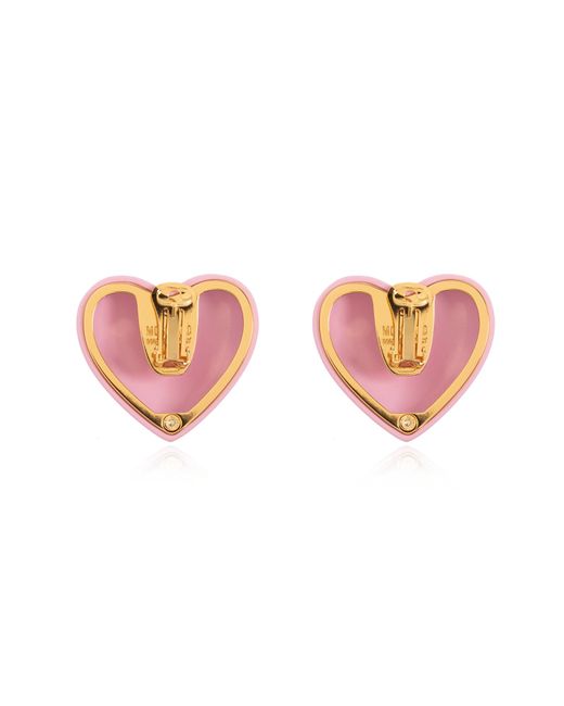 Moschino Pink Heart-Shaped Clip-On Earrings