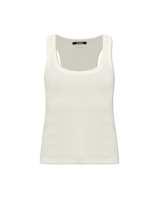 Jacquemus White Ribbed Tank Top