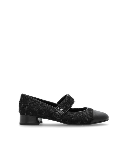 Tory Burch Black Cap-Toe Heeled Shoes