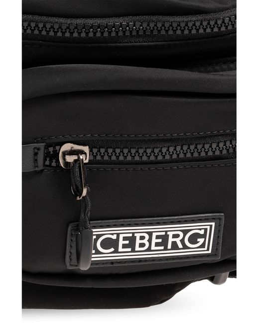 Iceberg Black Belt Bag, for men