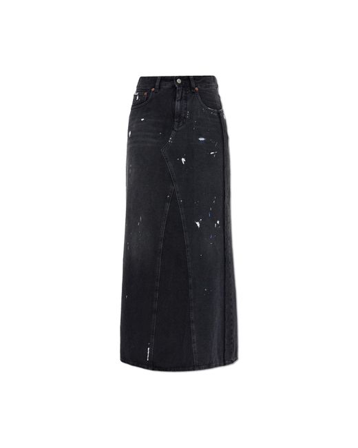 MM6 by Maison Margiela Black Skirt With Paint Stain Effect