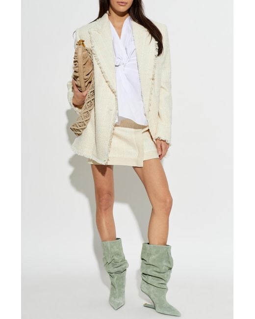 Balmain White Tweed Skirt With Lurex Thread