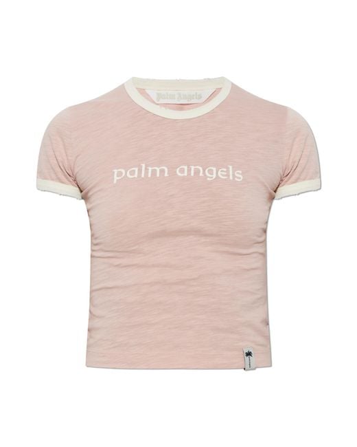 Palm Angels Pink T-Shirt With Print