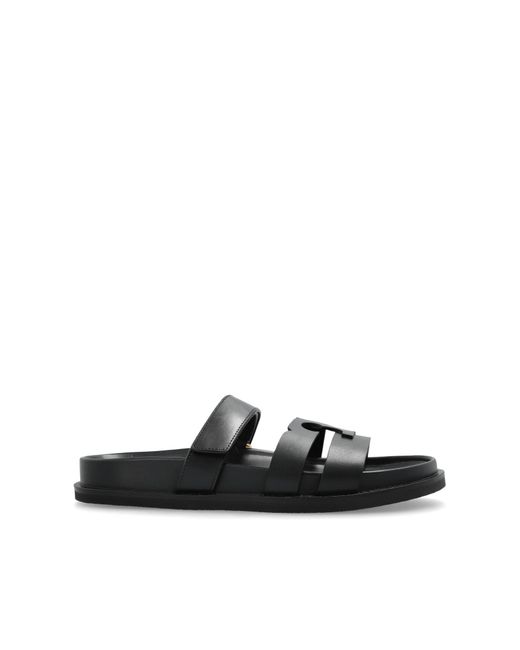 Tory Burch Black Leather Slides Ines