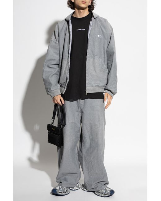 Balenciaga Gray Jeans With Embroidered Logo for men
