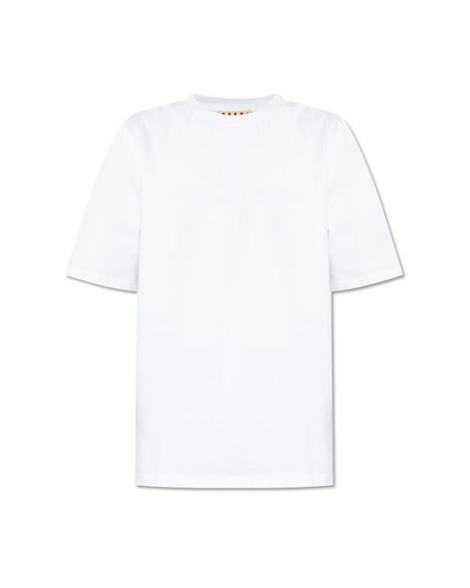 Marni White T-Shirt With Logo for men