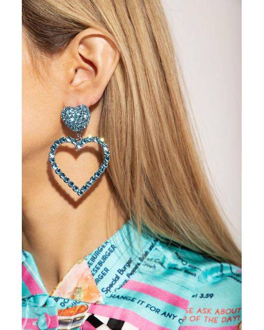 Moschino Blue Crystal-embellished Clip-on Earrings