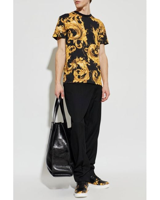 Versace Jeans Couture Metallic T-Shirt With 'Barocco' Pattern for men