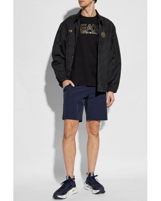 EA7 Blue Shorts With Printed Logo for men