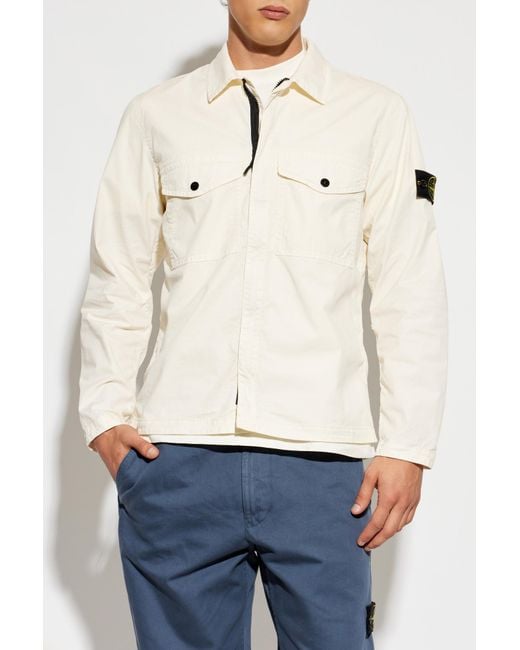 Stone Island Blue Jacket With Logo Patch for men