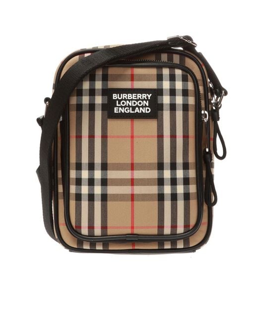 Burberry logo-lettering check-pattern Messenger Bag - Farfetch