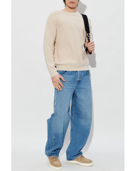 Paul Smith White Ribbed Sweater for men
