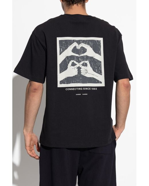 Samsøe & Samsøe Black T-Shirt "Saflorian" for men