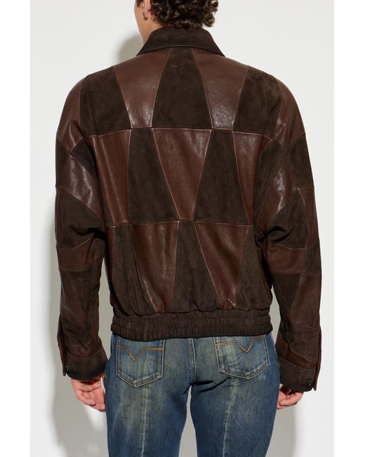 Versace Blue Leather Jacket for men