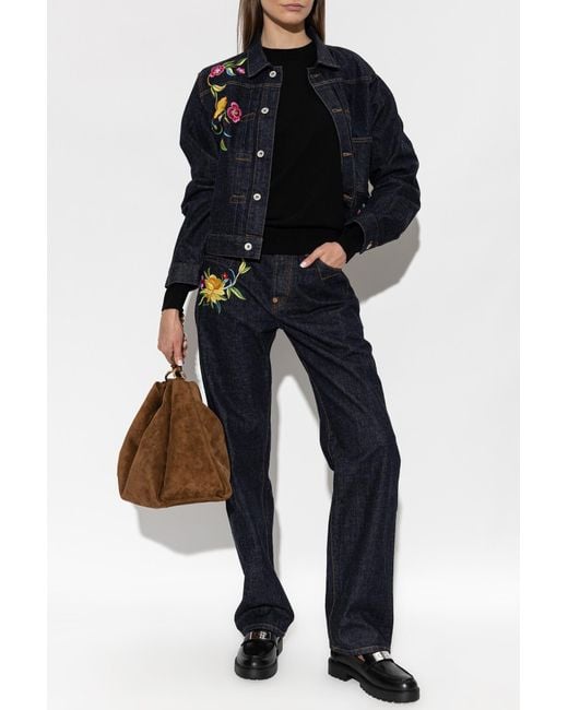 KENZO Blue Denim Jacket With Floral Motif