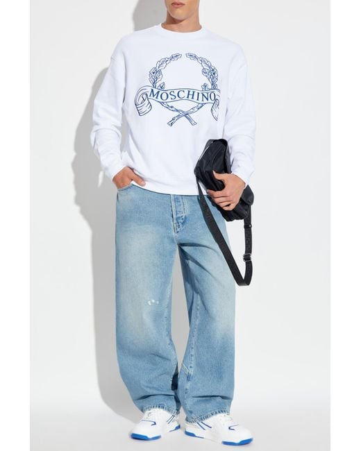 Moschino Blue Sweatshirt With Embroidery for men
