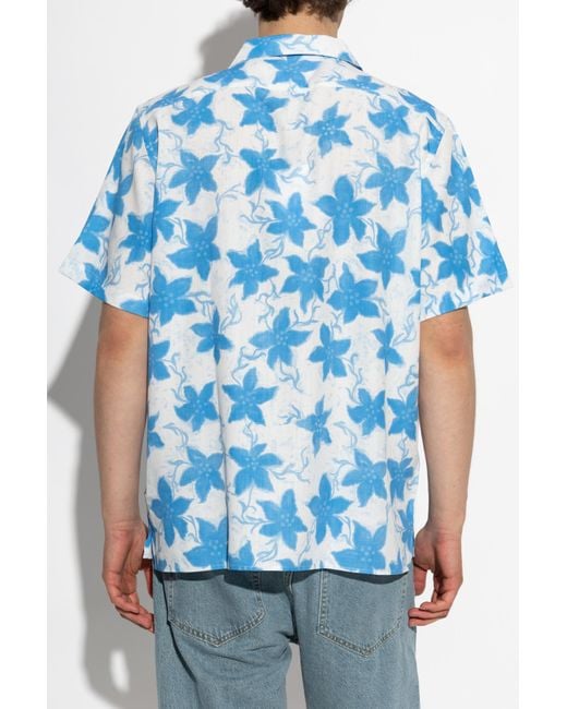 Paul Smith Blue Shirt With Floral Motif for men