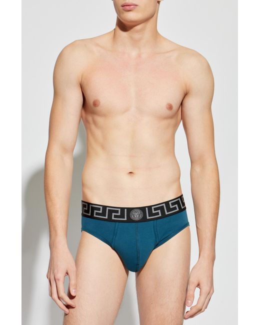 Versace Blue Briefs With Logo for men
