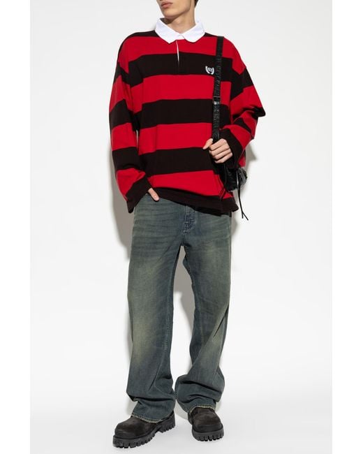 Balenciaga Red Shirt With Stripe Pattern for men