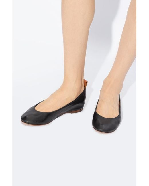 Lanvin Black Leather Ballet Flats