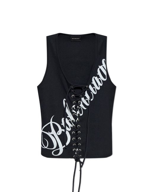 Balenciaga Black Ribbed Sleeveless Top