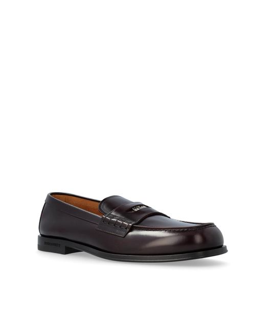 DSquared² Black Leather Loafers for men