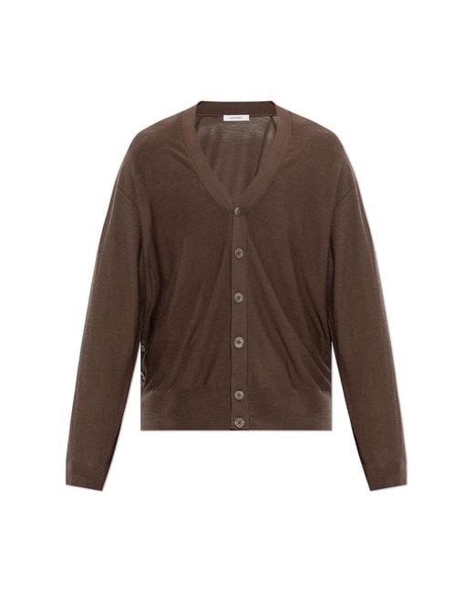 Lemaire Brown V-Neck Cardigan for men