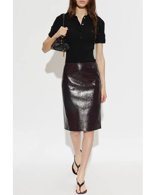 Courreges Black Ribbed Slim-Fit Polo