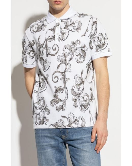 Versace Jeans Couture Blue Polo With Barocco Print for men
