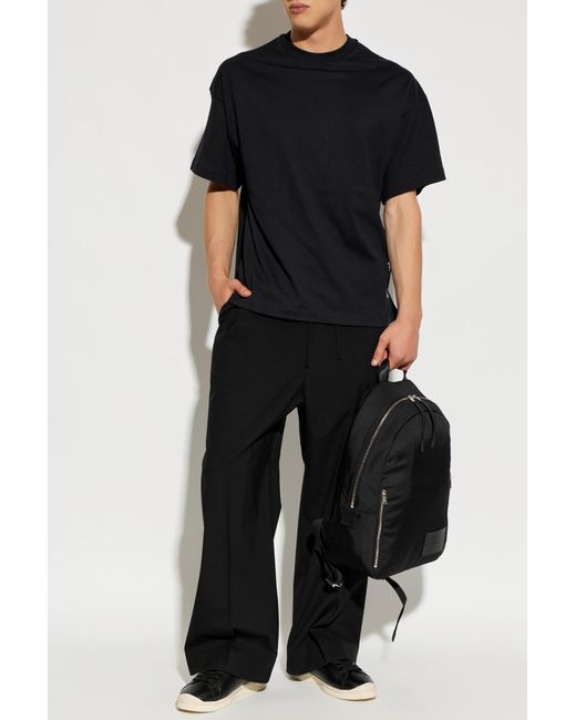 Jil Sander Black T-Shirt With Printed Logo for men