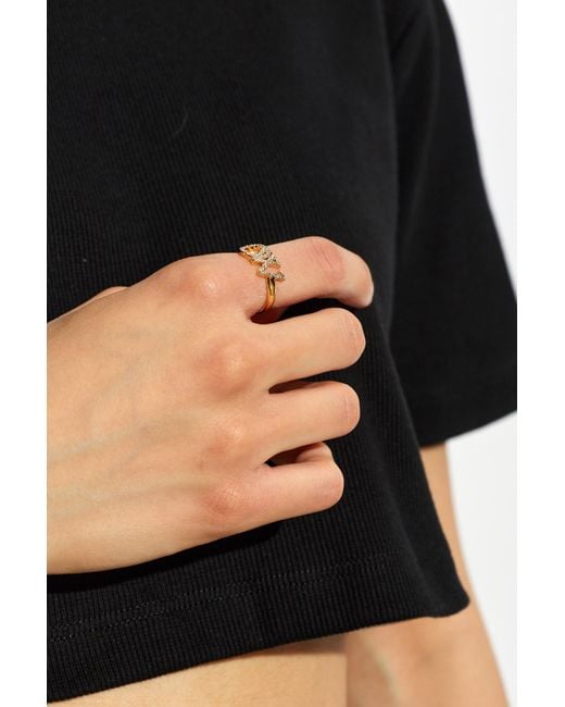 Off-White c/o Virgil Abloh Metallic Ring With Shimmering Crystals
