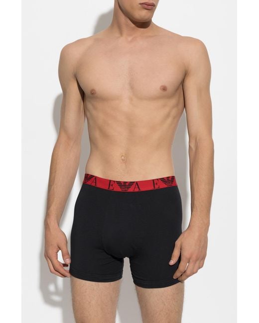 Emporio Armani Red Three-Pack Of Cotton Boxers for men