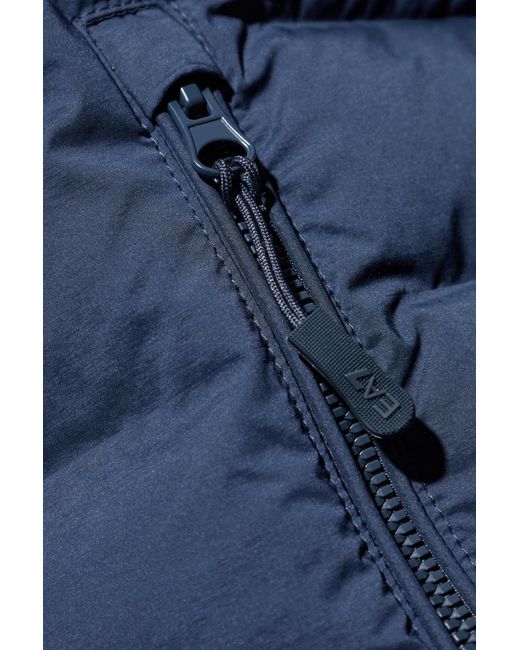 EA7 Blue Quilted Vest With Stand-Up Collar for men