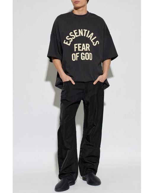 Fear Of God Black T-Shirt With Printed Logo for men
