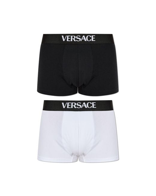 Versace Black Two-Pack Of Cotton Boxers With Logo for men