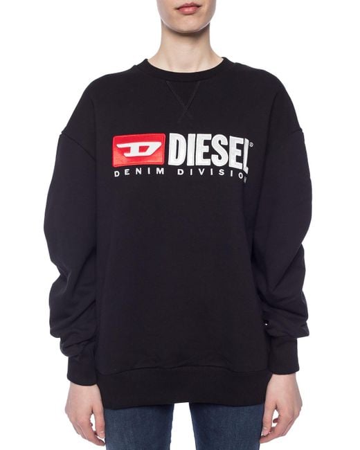DIESEL Cotton Sweatshirt With Gathered Seams in Black - Lyst