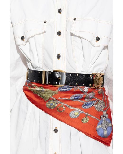 Versace Black Leather Belt With Studs