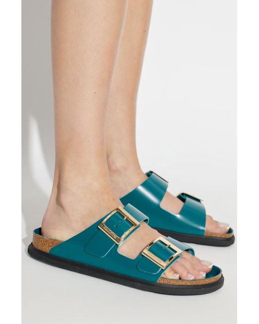 Birkenstock Green Arizona Droplet Buckle Cupsole Slides