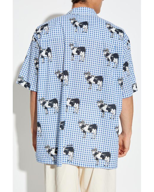 Moschino Blue Shirt With Animal Motif for men