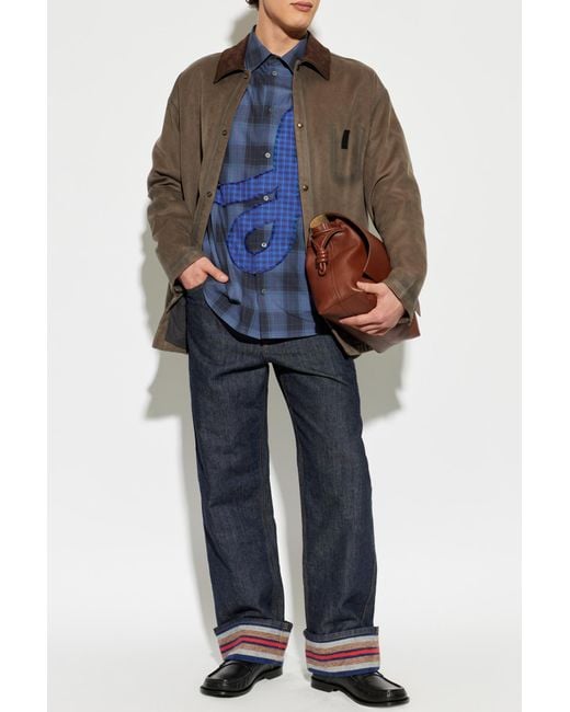 Loewe Blue Checked Pattern Shirt for men
