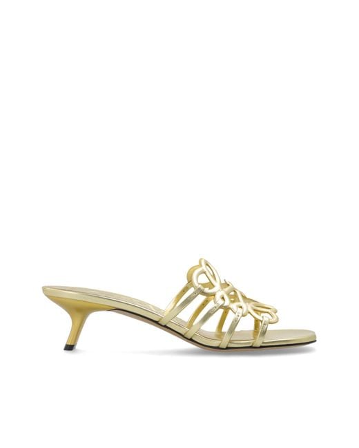 Loewe Metallic Heeled Mules "Petal Anagram"
