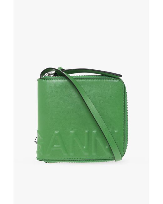 Ganni Green Wallet With Strap