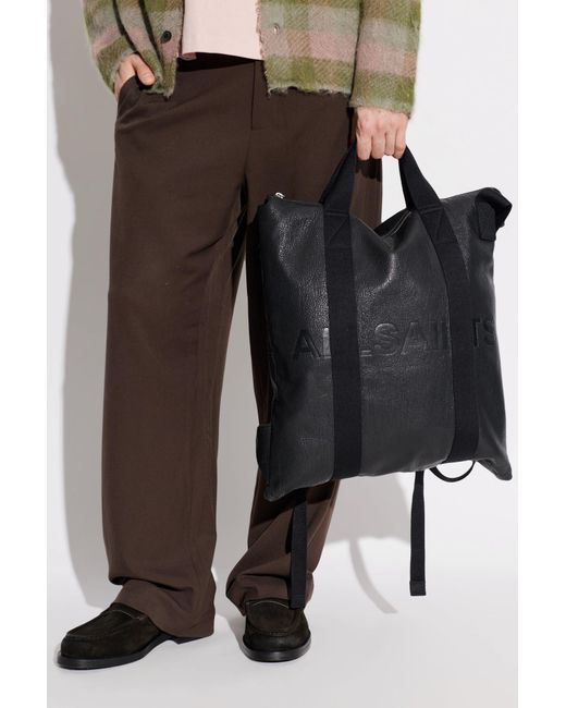 AllSaints Black Leather Backpack 'Kei' for men