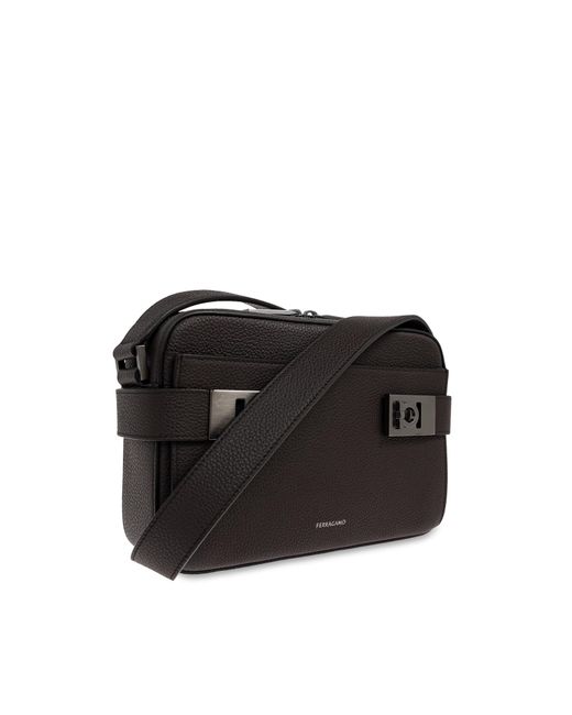 Ferragamo Black Leather Shoulder Bag for men