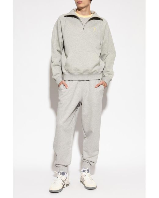 AMI White Sweatshirt With Embroidered Logo for men