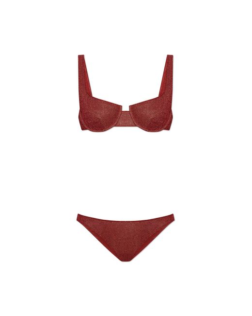Oseree Red Two-Piece Swimsuit With Lurex Thread