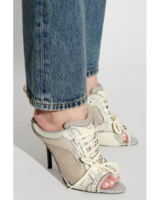 Balenciaga Gray 'Stapler' Heeled Mules