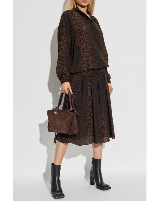 Balenciaga Brown Silk Skirt