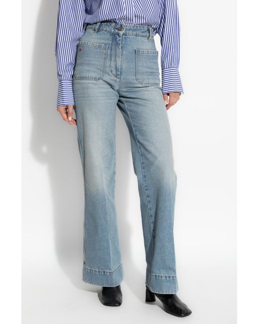 Victoria Beckham Blue Jeans With Logo,